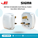 Fused 13A 3 Pin Flat Plug Premium Quality White Connector Cord Adapter Electrical Power Socket-Sigma