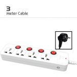 Multi Plug With Cable-3M- White-+4 SW